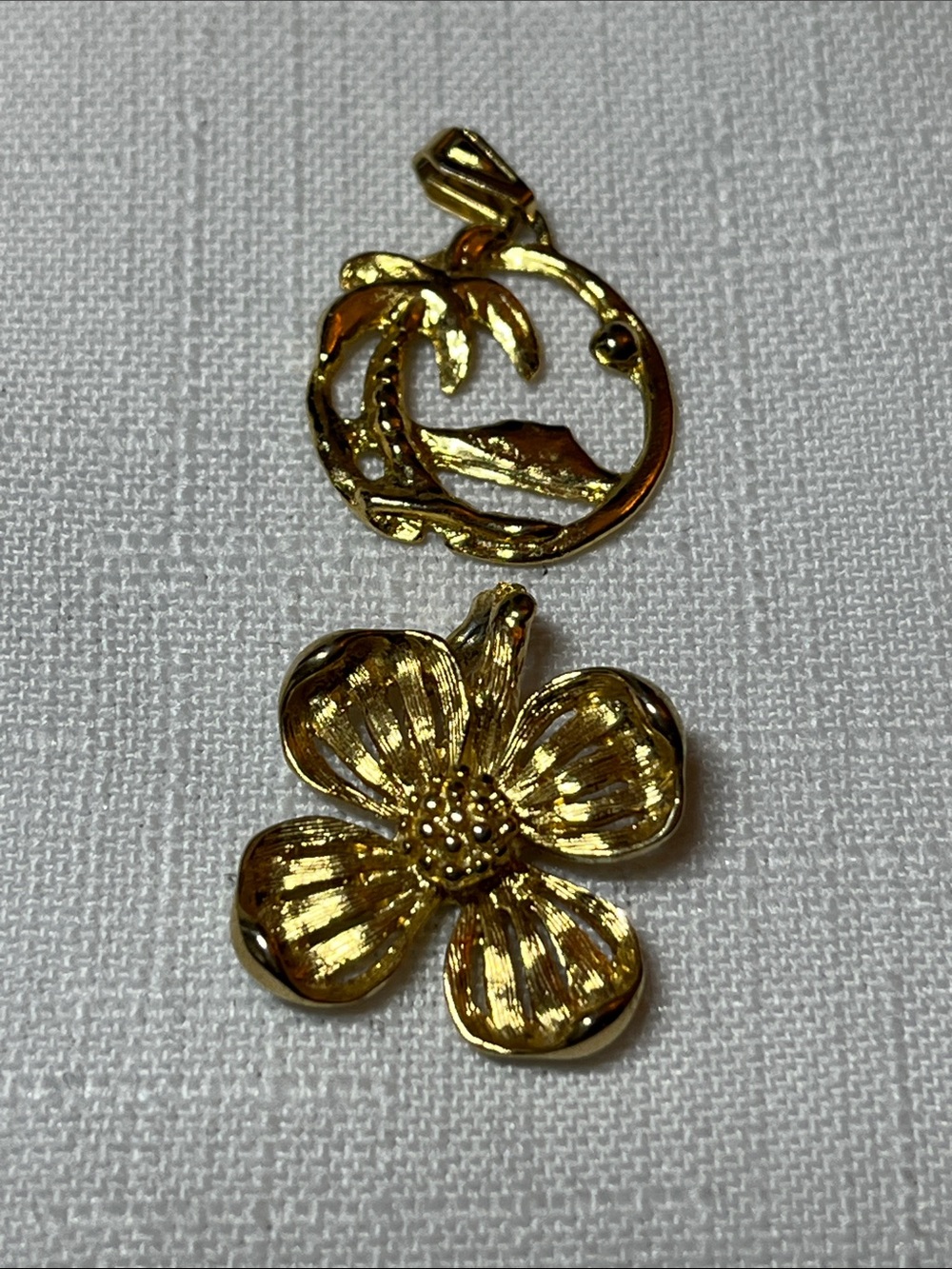 Gold-tone Floral & Palm Tree Pendant Charms